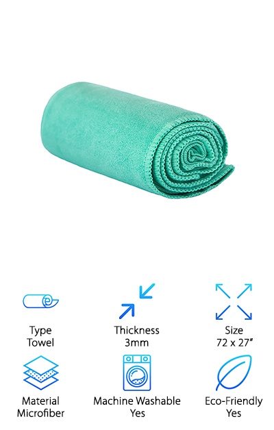 Soft Durable & Absorbent Microfiber Towel Grey Hot Yoga Towel Lana Luna Yoga The Hot Yoga Towel Towel Standard Size 24 x 72 Yoga Mat Towel 